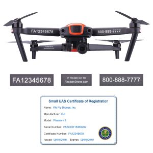 Autel Evo FAA Certificate Registration ID card and label bundle for commercial drone pilots