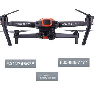 Autel Evo FAA UAS Registration and phone number labels by Reclaimdrone.com