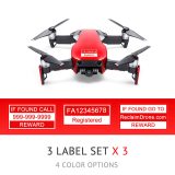 DJI Mavic Air (shown in Flame red) FAA Registration Number and Phone Labels