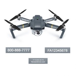 DJI Mavic Pro FAA Certificate of Registration and phone number labels