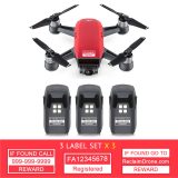DJI Spark - Red - with multiple batteries all with identification labels
