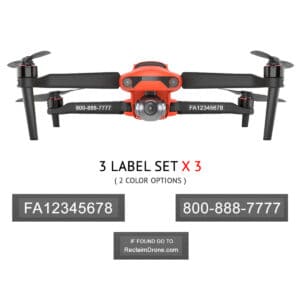 Autel EVO 2 - FAA Registration Labels, FAA and Phone number in white on clear background