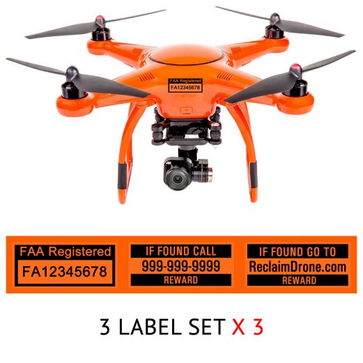 Autel X-Star FAA UAS Registration and phone number labels by Reclaimdrone.com