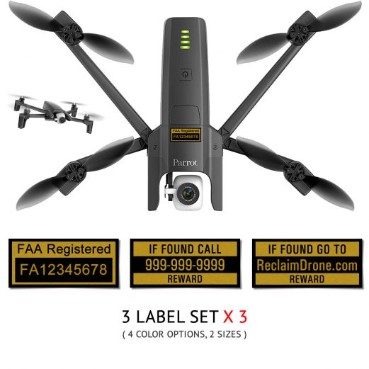 Parrot Anafi FAA UAS Registration and phone number labels by Reclaimdrone.com