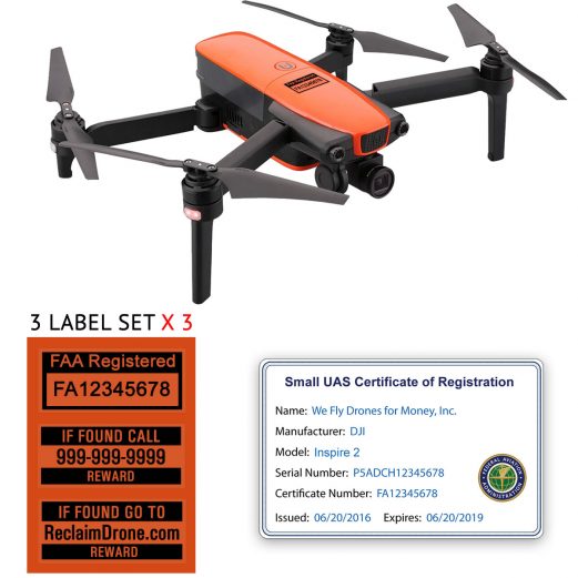 Autel Evo FAA Certificate Registration ID card and label bundle for commercial drone pilots