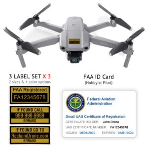 DJI Mavic Air 2 - FAA Identification Bundle, FAA Registration Number Labels and Registration ID Card for Hobbyists