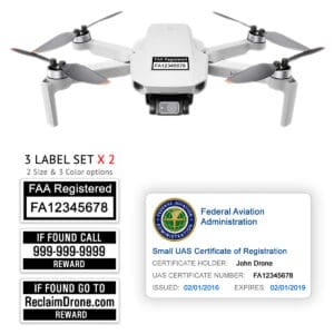 DJI Mini 2 - Bundle - FAA Registration Labels and Hobbyist FAA ID Card