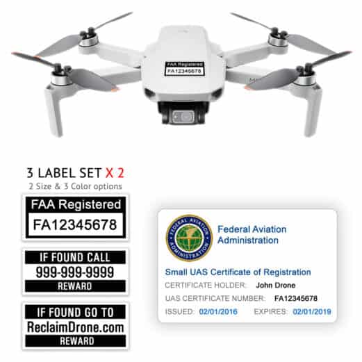 DJI Mini 2 - Bundle - FAA Registration Labels and Hobbyist FAA ID Card
