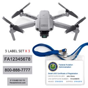 Mavic Air 2 - FAA Registration Hobbyist Bundle - FAA Labels, ID Card, Lanyard
