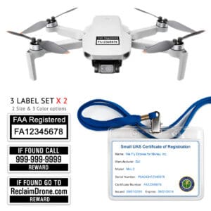 DJI Mini 2 - FAA Registration Commercial Pilot Bundle - FAA Labels, ID Card, Lanyard