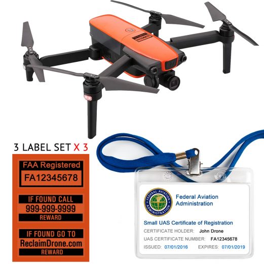 Autel Evo FAA Certificate Registration ID card and label bundle for hobbyist drone pilots