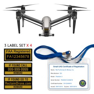 DJI Inspire 1 | 2 FAA Certificate Registration ID card and label bundle for commercial drone pilots