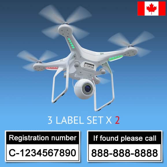 Transport Canada drone registration labels by ReclaimDrone.com