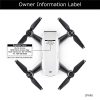 Drone owner information label, sticker, decal on DJI Spark