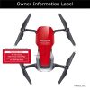 Drone owner information label, sticker, decal on Mavic Air