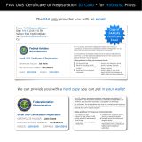 FAA UAS Certificate of Registration emailed compared to hard copy replica