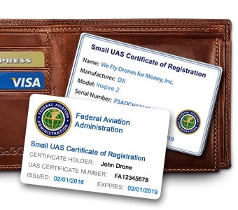 FAA Certificate of Registration ID cards by ReclaimDrone.com