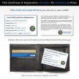 FAA UAS Certificate of Registration replica front and back side shown with wallet, for commercial pilots