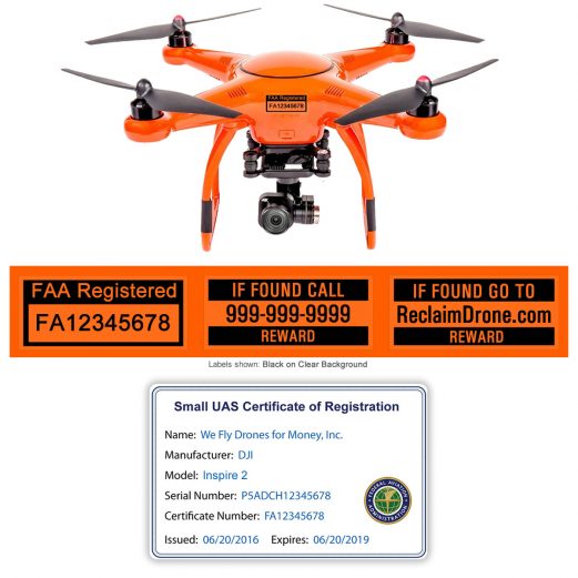 Autel X-Star Premium drone shown with FAA ID Card and Labels
