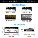 FAA Registration drone label color and size choices