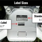 Dtone label sizes shown on drone