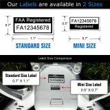 Drone labels shown in standard and mini size