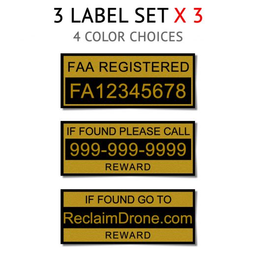 Drone FAA Registration labels in multiple sizes and colors