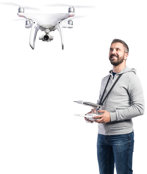 Man flying drone close by