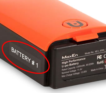 Autel Evo drone numbered battery labels