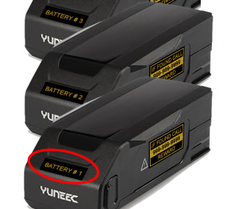 Yuneec Mantis Q drone numbered battery labels