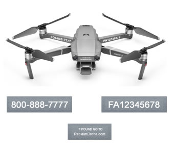 Mavic Pro 2 or Zoom FAA Certificate Registration labels for hobbyist drone pilots