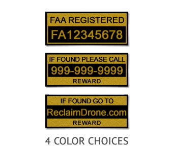 Drone FAA Registration Labels in multiple colors