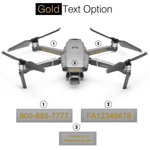 DJI Mavic 2 Pro | Zoom - Labels (2 sets) with FAA UAS Registration and Phone Number